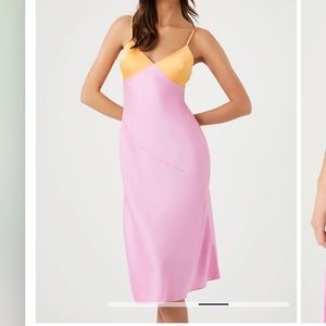 FOREVER 21 Colorblock Satin Slip Dress